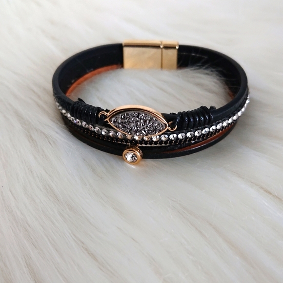 Grey Druzy Layered Bracelet - Picture 2 of 4